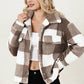 Plaid Collared Neck Drop Shoulder Jacket