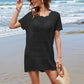 Openwork Round Neck Short Sleeve Cover-UP