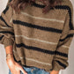 Contrast Striped Round Neck Long Sleeve Sweater