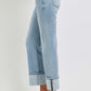 RISEN Plus Size Ankle Straight Leg Cuffed Jeans