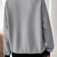 Texture Quarter Button Long Sleeve Sweatshirt