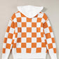 Checkered Long Sleeve Hooded Sweater