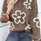 Flower Half Zip Dropped Shoulder Sweater