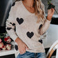 Heart Scoop Neck Long Sleeve Sweater