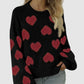 Heart Round Neck Dropped Shoulder Sweater