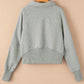 Sea Green Fleece Lined Zip Up Stand Collar Thumbhole Sleeve Sweatshirt