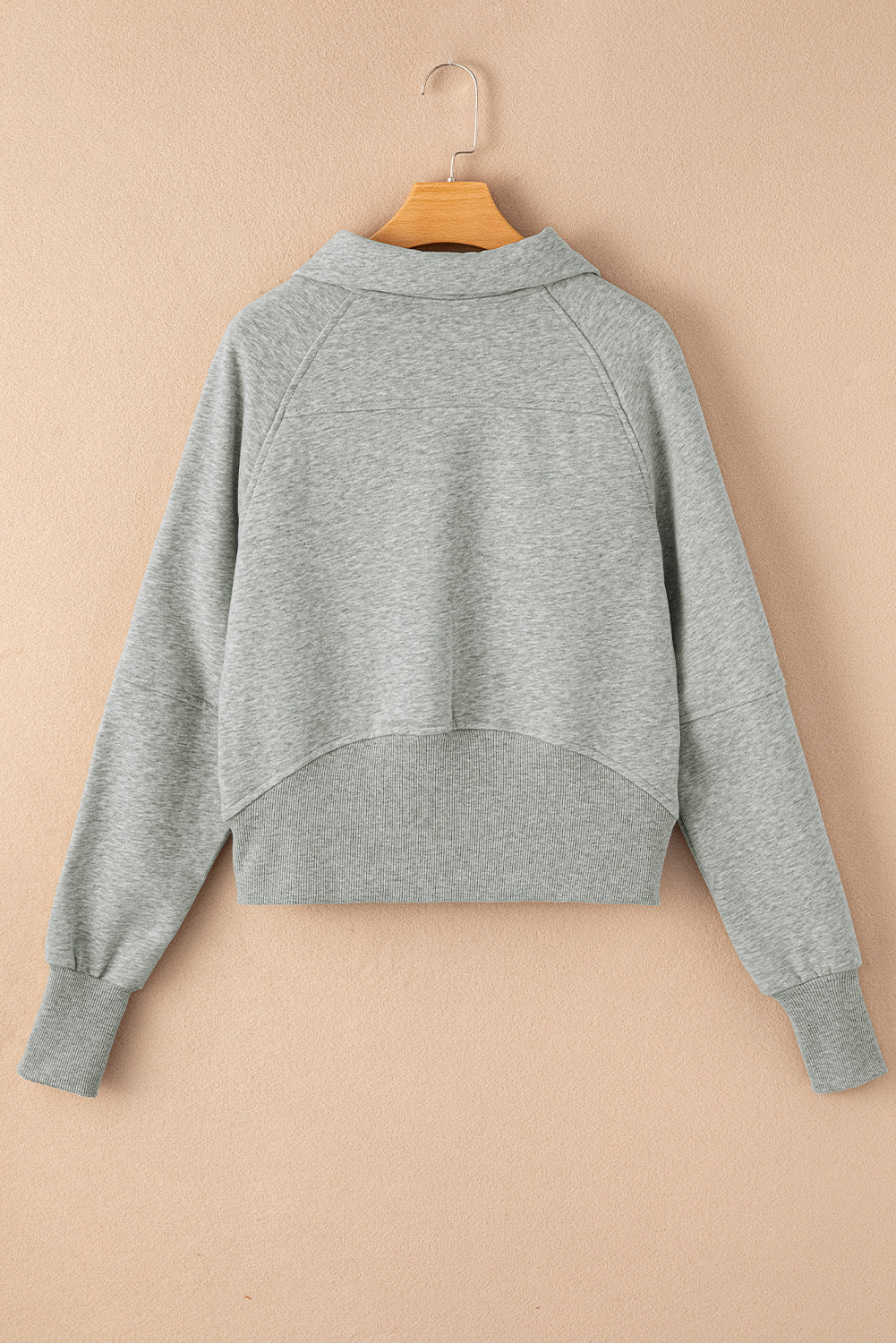 Sea Green Fleece Lined Zip Up Stand Collar Thumbhole Sleeve Sweatshirt