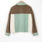 Pocketed Color Block Collared Neck Jacket