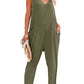 Textured Sleeveless V-Neck Pocketed Casual Jumpsuit