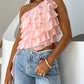 Layered Ruffled One Shoulder Tank