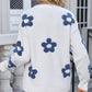 Angel Wings Flower Round Neck Long Sleeve Sweater