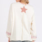 SAGE + FIG Peace & Star Patch Contrast Round Neck Sweatshirt