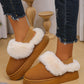 Faux Fur Round Toe Platform Slippers