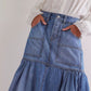 Midi Denim Skirt with Pockets