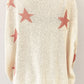 Contrast Star Raw Hem Long Sleeve Knit Top