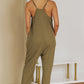 Textured Sleeveless V-Neck Pocketed Casual Jumpsuit