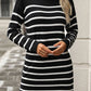 Striped Mock Neck Long Sleeve Mini Dress