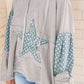 Floral Patchwork Star Pattern Drawstring Hoodie