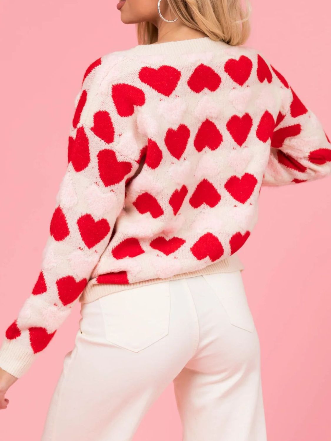 Pink & Red Fuzzy Heart Sweater—All Heart—Valentine's Day Collection