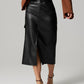 Slit Midi Skirt with Pockets