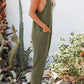 Textured Sleeveless V-Neck Pocketed Casual Jumpsuit