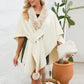 Fuzzy Trim Open Front Poncho