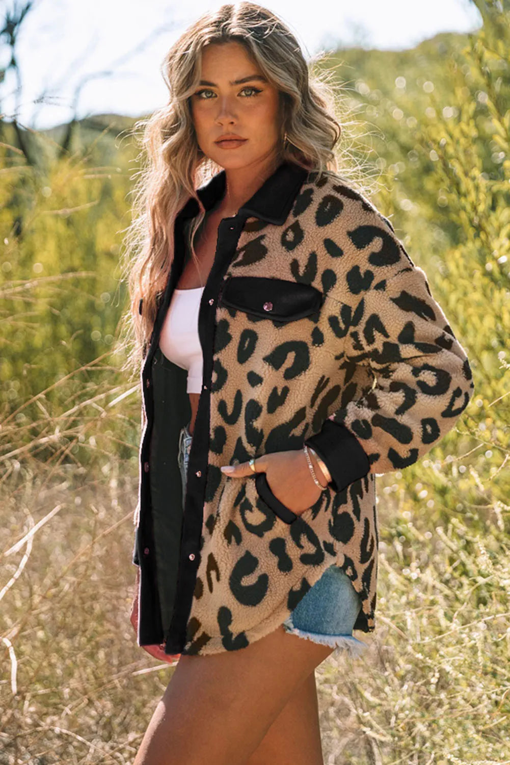 Leopard Button Up Jacket