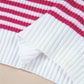 Striped Half Zip Mock Neck Long Sleeve Sweater