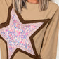 Star Applique Patch Round Neck T-Shirt