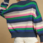 Contrast Striped Round Neck Long Sleeve Sweater