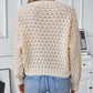 Cable-Knit Round Neck Long Sleeve Sweater