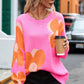 Flower Round Neck Dropped Shoulder Sweater