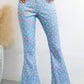 Printed High Waist Flare Pants with Pockets