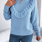 Ruffled Round Neck Long Sleeve Sweater