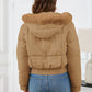 Pocketed Long Sleeve Cropped Hooded Winter Coat