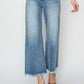 RISEN Raw Hem Cropped Wide Leg Jeans