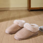 Faux Fur Round Toe Platform Slippers