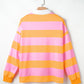 Contrast Striped Collared Neck Long Sleeve Sweatshirt