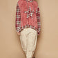 POL Star Patch Plaid Long Sleeve Hooded Top