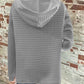 Waffle Texture Half-Buttoned Drawstring Hoodie—Small-3XL