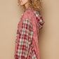 POL Star Patch Plaid Long Sleeve Hooded Top