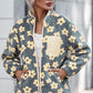 Pocketed Floral Mock Neck Jacket