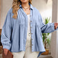 Plus Size High-Low Button Up Dropped Shoulder Shirt