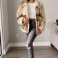 Pocketed Leopard Collared Neck Sherpa Jacket