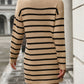 Striped Mock Neck Long Sleeve Mini Dress