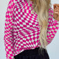 Checkered Print Mesh Long Sleeve