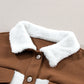 Corduroy Contrast Patchwork Fuzzy Jacket