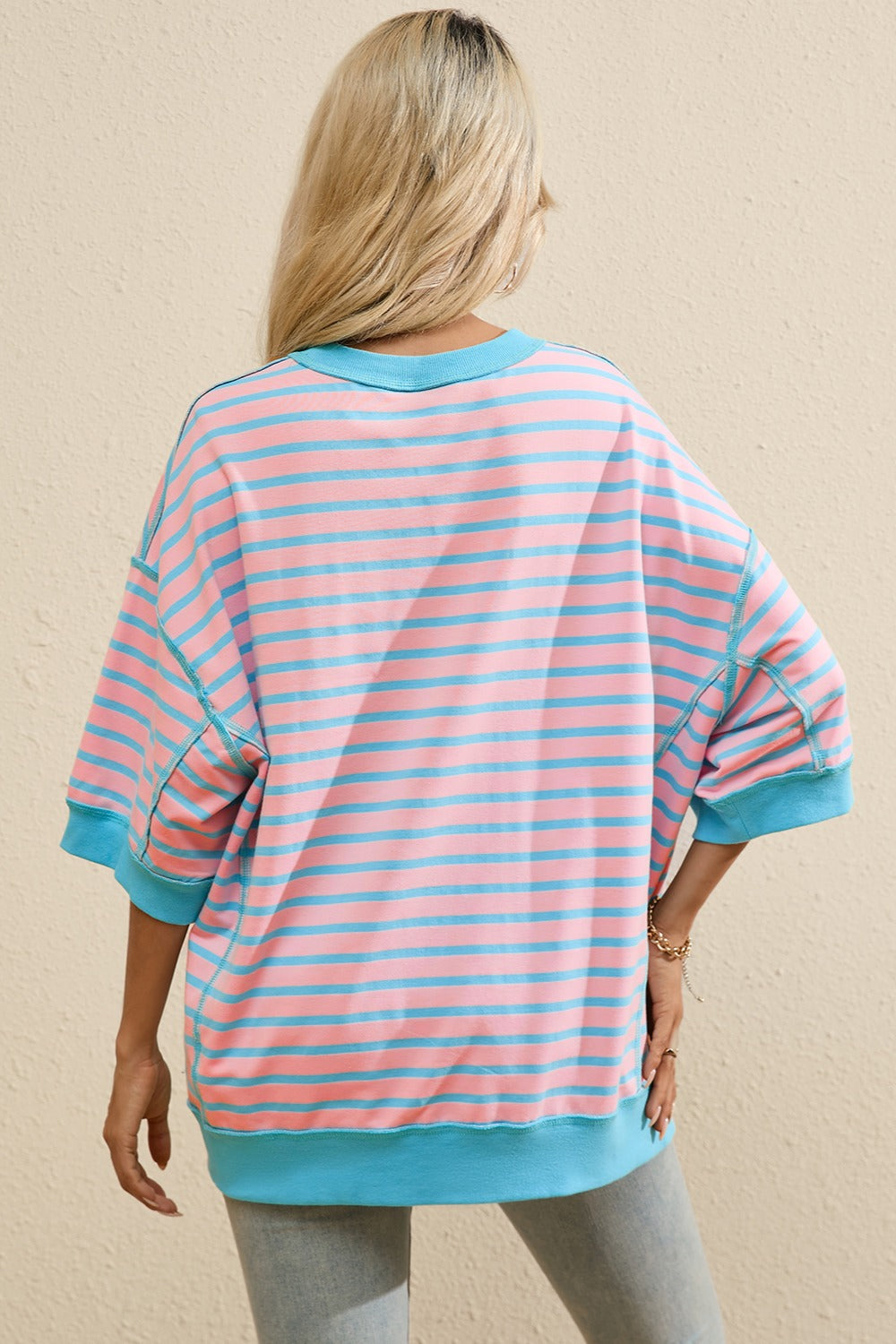 Striped Round Neck Half Sleeve T-Shirt