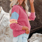 Color Block Round Neck Long Sleeve Sweatshirt