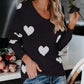 Heart Scoop Neck Long Sleeve Sweater